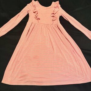Little Sleepies - Garden Rose Stripe Long Sleeve Ruffle Bib Dress